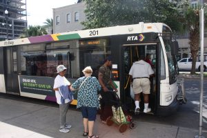 Riders Boarding an RTA Bus